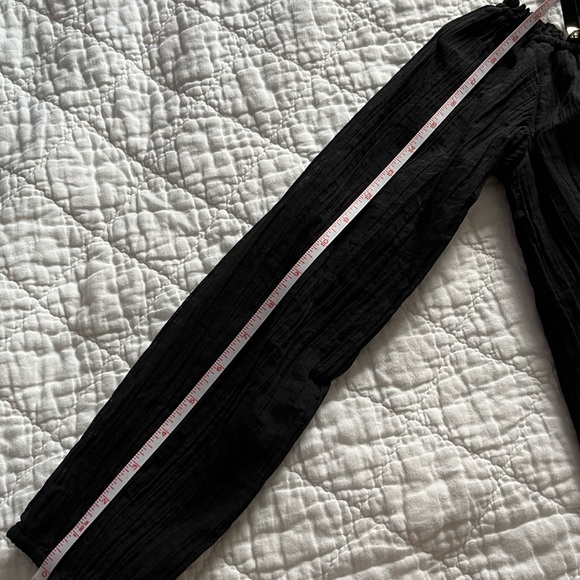 Calvin Klein Off the Shoulder Black and Gold Blouse with Lace Up Detail - Picture 10 of 16